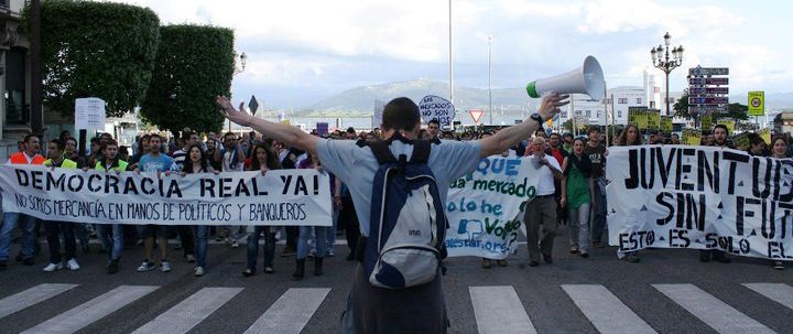 Oscar Manteca en una manifestación