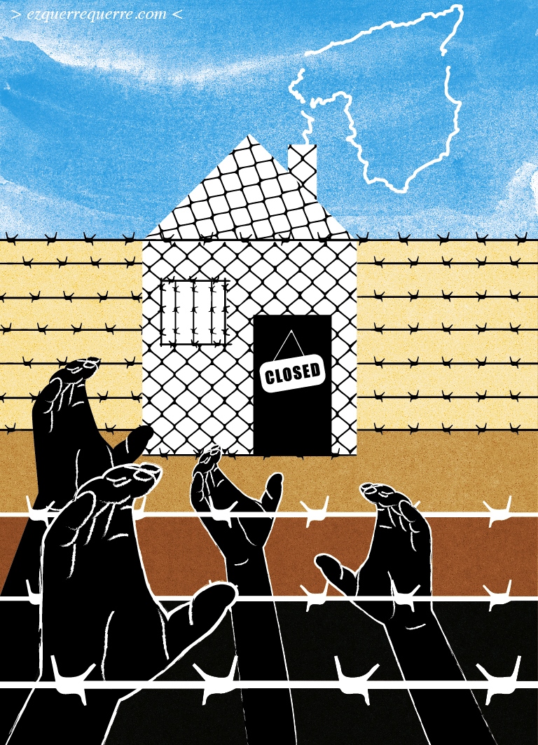 Viñeta de Lucía Ezquerre sobre inmigración y entrada de inmigrantes a través de la valla de Melilla