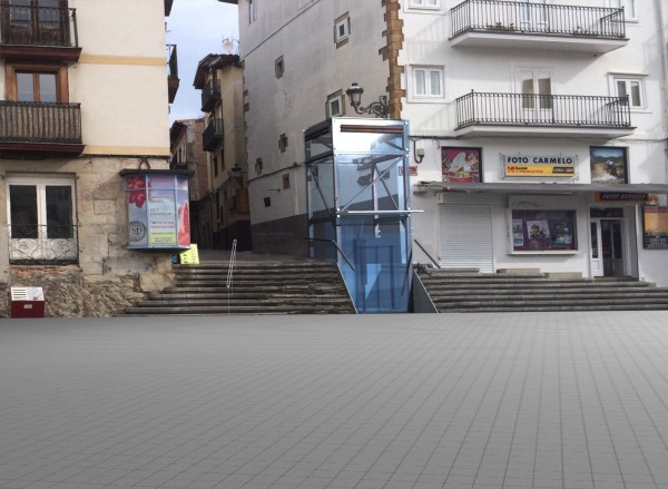 Imagen que muestra cómo quedaría el ascensor que da acceso a la Calle Ruamayor (Ayto. de Laredo)