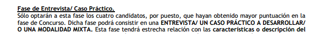 Las bases dicen que a las entrevistas personales sólo irían los cuatro mejores