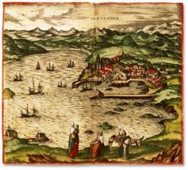 El histórico grabado de Braun, una de las primeras vistas de Santander, se realizó desde el Promontorio de San Martín
