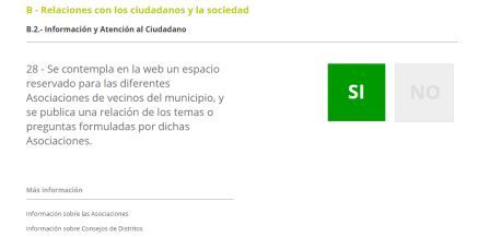 La Web responde sí a si habilita un espacio para recoger opiniones de asociaciones...