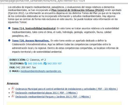 El Ayuntamiento remite a los informes ambientales en proyectos, pero en la Web sólo figura la normativa