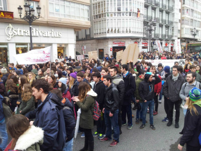 Imagen de la manifestación de estudiantes en Santander.
