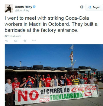 Riley se ha reunido varias veces con los trabajadores de Coca-Cola para mostrar su solidaridad. La última reunión ha sido ayer martes.