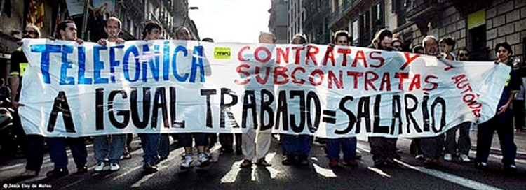 Los autónomos, contratados y subcontratados de Telefónica llevan el huelga desde el 7 de abril.