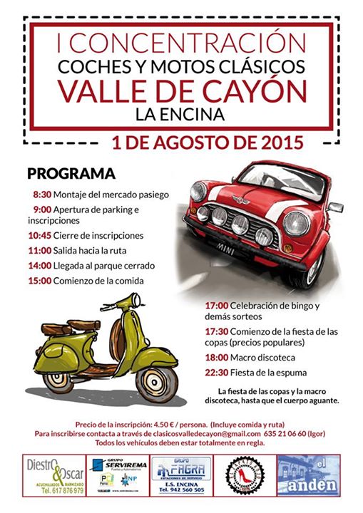 Programa de la concentración de coches clásicos de este sábado en Cayón