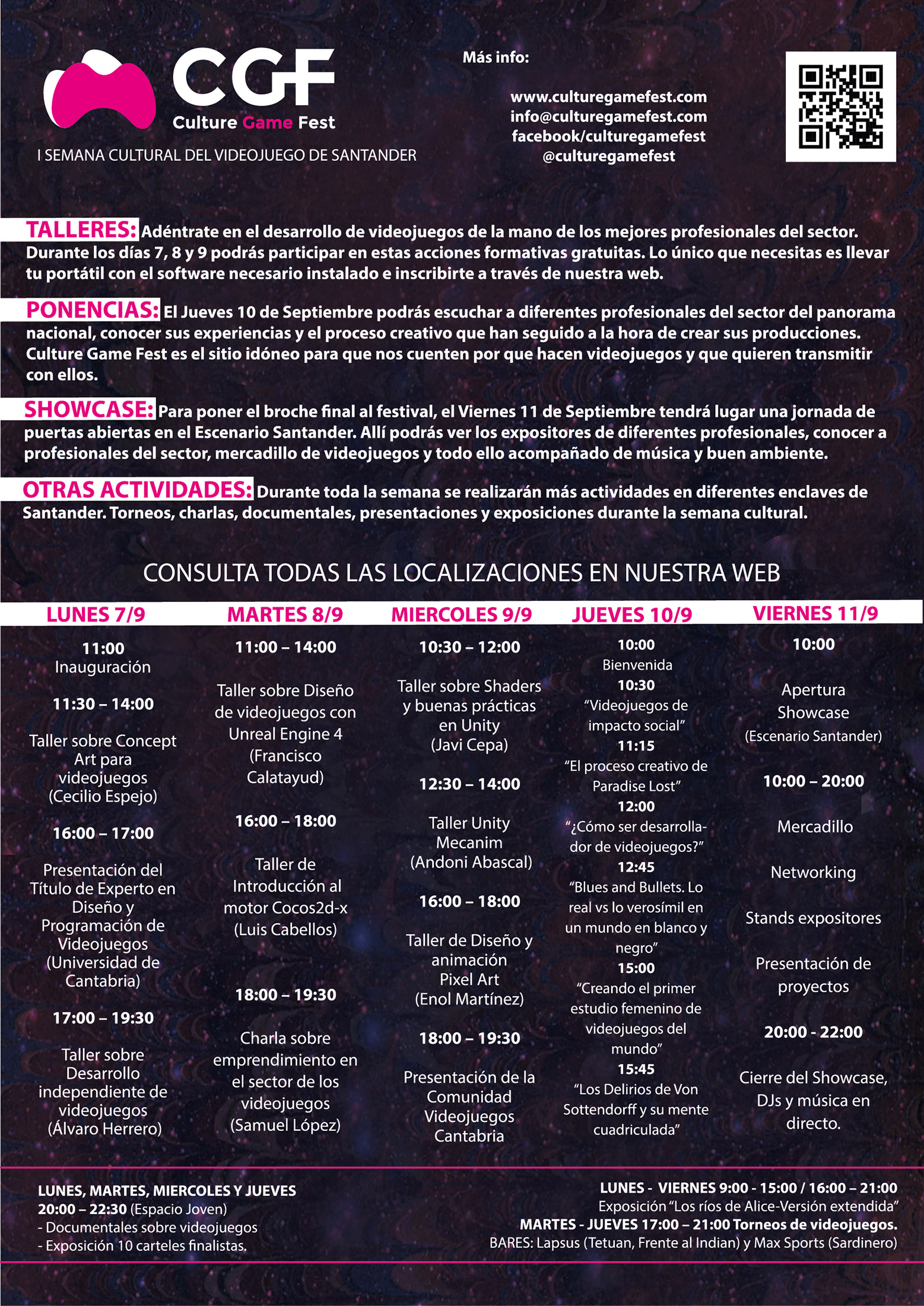 Programación del festival.