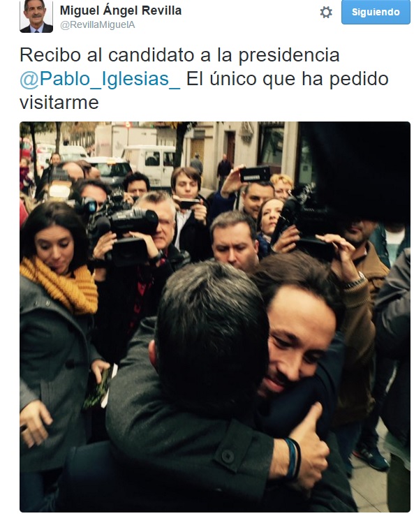 Miguel Ángel Revilla ha destacado en su Twitter que Iglesias es "el único que ha pedido visitarme".