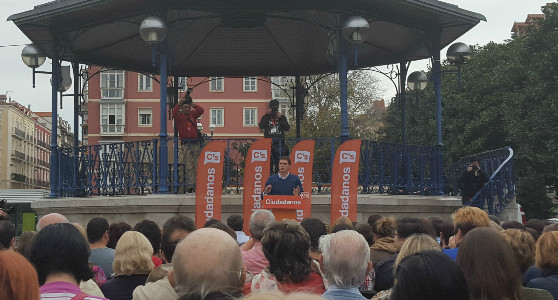 Albert Rivera hoy, durante el mitin en Santander.