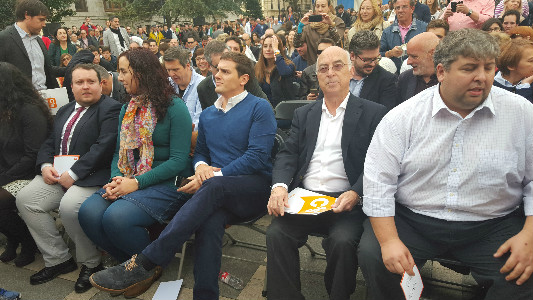 Albert Rivera y Carlos Pracht en el mitin de Santander.