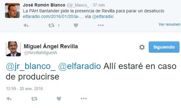 Revilla asegura que irá al desahucio "en caso de producirse".