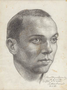 Retrato de Miguel Hernández dibujado por Buero Vallejo (Biblioteca Nacional)