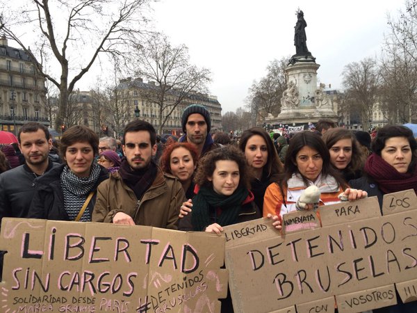 Concentración en París de apoyo a los detenidos en Bruselas