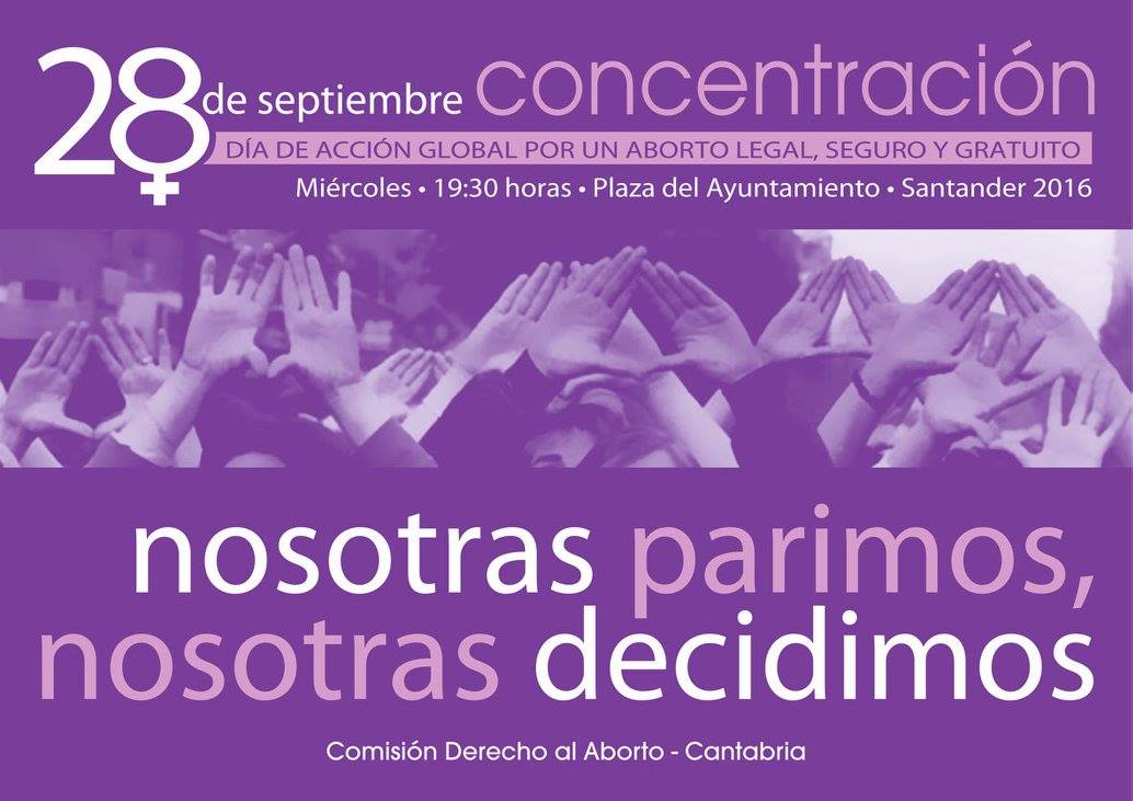 Cartel de la concentración por un aborto legal y seguro.