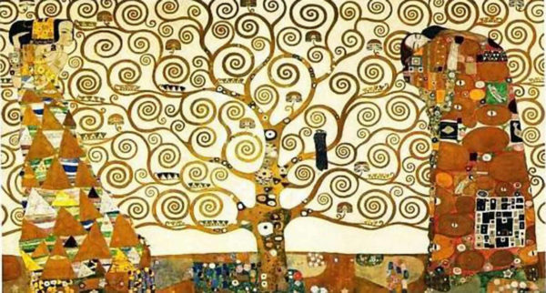 Al al derecha El abrazo dentro de la composición El árbol de la vida de Gustave Klimt