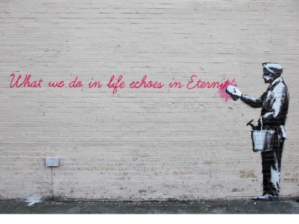 Que no borren tu huella (Título: Lo que hacemos en esta vida se refleja en... Autor: Bansky)