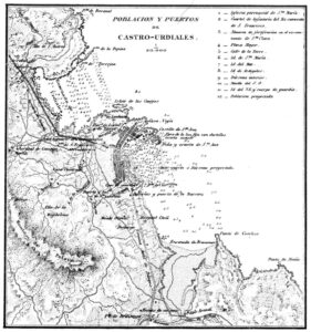 Población y puerto de Castro Urdiales en 1861. Biblioteca Nacional. Francisco de Coello